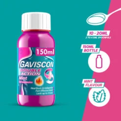 Gaviscon Double Action 150ml -B&M Shop 331028 gaviscon double action mint liquid 150ml 3