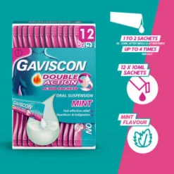 Gaviscon Double Action Liquid Sachets 12pk 14 Gaviscon Double Action Liquid Sachets 12pk -B&M Shop 345488 gaviscon 12 x 10ml double action 10ml liquid sachets 3