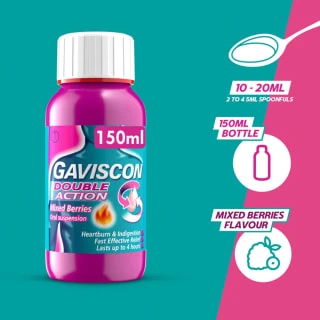 Gaviscon Double Action 150ml - Mixed Berries 7 Gaviscon Double Action 150ml - Mixed Berries - Image 5